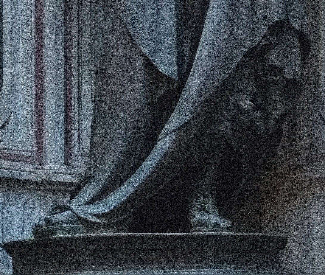 Feet and weighted stance detail from the exterior replica of Ghiberti’s St John the Baptist